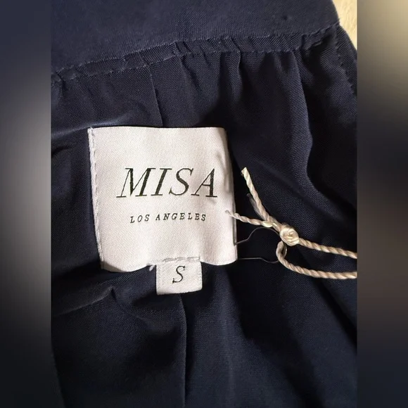 MISA Los Angeles | Domino Tie Front Midi Dress in Midnight - Picture 7 of 7